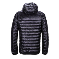 Veste matelassée à capuche pour homme, imperméable, respirante, écologique, coupe-vent, coupe ajustée, couleur noire unie, fermeture éclair