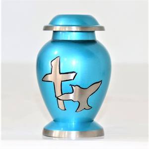 Pequeña urna Meena de latón blanco perla para cenizas Recuerdo de alta calidad de la India para decoración conmemorativa o uso de cremación - Product Image 3