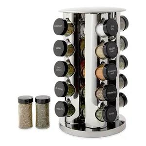 4 Tier Spice Racks Organizer Set, Spice Rack Rotating Round , Kitchen Rotatable Spice Rack with 16 jars
