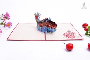 Kiricard 3D พิมพ์ลายญี่ปุ่น KOI ปลาเวียดนามขายส่งบัตรอวยพรป๊อปอัพหัตถกรรม - Product Image 4