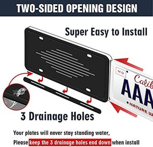 Marcos de matrícula para coche, 2 cubiertas de placa de matrícula, Universal, EE. UU., negro, TPU, soporte de matrícula - Product Image 6