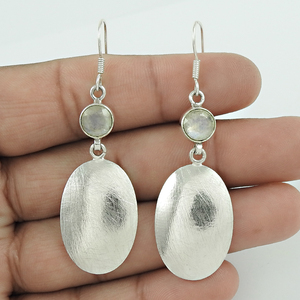 Natural Rainbow Moonstone 925 Sterling Silver Classic Dangle Earrings for Woman Girls <b>Handmade</b> <b>Jewelry</b> for Wedding Anniversary - Product Image 1