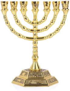 Bougeoir religieux Menorah en laiton brillant de haute qualité poli pour les occasions de Noël autres bougeoirs bocaux à bougies - Product Image 1