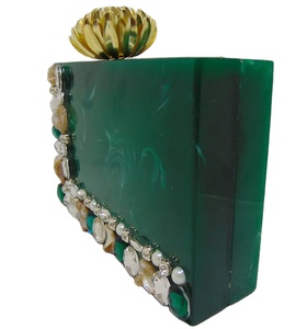 Glamorous india made wedding party <b>Green</b> Resin box Clutch <b>Purse</b> - Product Image 1