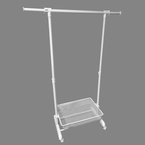 Ev oturma odası otel banyo mobilyaları kullanımı için tek giysi rafı ile beyaz kaplama teleskopik örgü sepet - Product Image 1