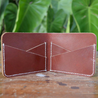 Dompet Kulit Sapi Gaya Minimalis Pria, Dompet Bisnis Lipat Ganda Kulit Sapi Kustom Gaya Ramping