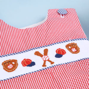 Combinaison courte en coton pour bébé garçon, style baseball, smockée, boutons pression, printemps, 100% coton, vêtements pour enfants ODM OEM - BB1729 - Product Image 4