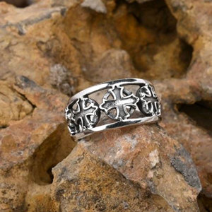 Cross <b>Ring</b> <b>Plain</b> Handmade <b>Ring</b> 925 Sterling Silver Jewelry - Product Image 3