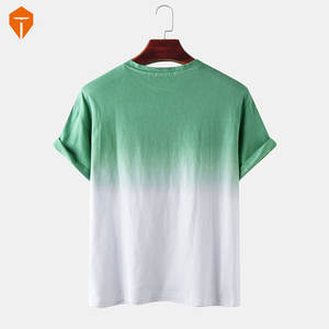 Mens Gradient Color Embroidered Casual Short Sleeve T-<b>Shirt</b> - Product Image 2