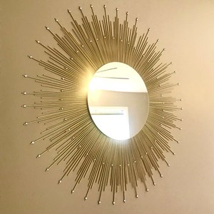 Extra <b>Large</b> 36 Gold Sunburst <b>Mirror</b> With Gems, - Product Image 1