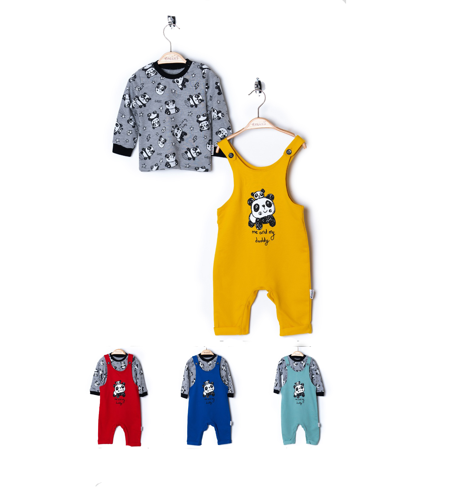 Горячая распродажа! Комбинезон Me and My DAD Panda, комплект из 2 предметов, Весенняя мягкая хлопковая детская одежда для мальчиков от бренда Necix