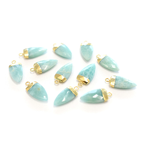 Amazonita de 19 a 21 mm con Argolla, Forma de Media Marquesa, Chapado en Oro, para la Elaboración de Joyas - Product Image 3