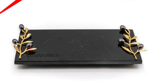 Plateau de service rond en métal pur de qualité supérieure, à poignées dorées décoratives, pour décor du ramadan, livraison gratuite - Product Image 2