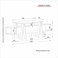 Unit TV Chipboard Eksklusif Aspero Furniture Dekorister Mewah Modern Grosir, Rak TV Panel Kayu Rebab Antrasit Turkiye