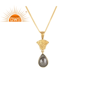 Pendentif en pierre naturelle en Labradorite pour femmes, chaînes avec pendentif en or et argent, bijoux de styliste, vente en gros, - Product Image 1