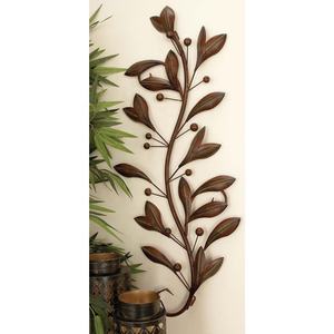 Feuilles de fer brunes et décoration murale de défilement suspendus art mural décor affichage hall salon intérieur chambre hôtel restaurant - Product Image 1