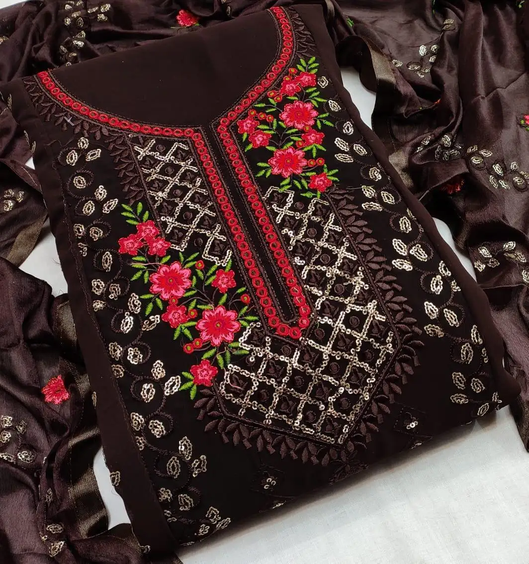 3 шт. газон salwar kameez Женская индийская Пакистанская Этническая Женская одежда для вечеринки панджаби патияла вышитая Доступна Оптовая Продажа костюм