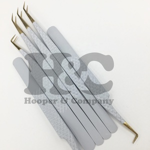 Pince à épiler Logo personnalisé Extension de cils en or Pince à épiler en acier inoxydable Outil personnalisé pour les extensions de volume de cils Pointe inclinée vison - Product Image 2