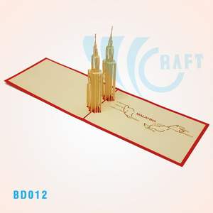 Petronas <b>Twin</b> Tower 3D Pop up <b>Card</b> Art Paper Handmade Vietnam Best Seller Design Custom Greeting <b>Card</b> Handicraft Gifts & Crafts - Product Image 2