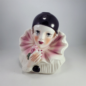 Nouveauté 2022 Figurines en <span class=keywords><strong>porcelaine</strong></span> Décoration Multicolore Vintage Pierrot <span class=keywords><strong>Clown</strong></span> Vase à fleurs Figurine en céramique du haut du corps - Product Image 2