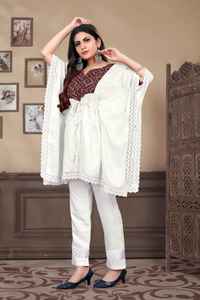 Tissu Poncho de qualité moderne 14kg en rayonne, affichage du cou luxueux avec du bas - Product Image 4