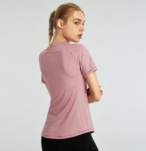 Outlet Breathable Solid Short Sleeve <b>T</b>-<b>Shirt</b> Cotton Breathable Women Fitness <b>Shirt</b> <b>Yoga</b> Wear for <b>Yoga</b> Gym and Sport - Product Image 6