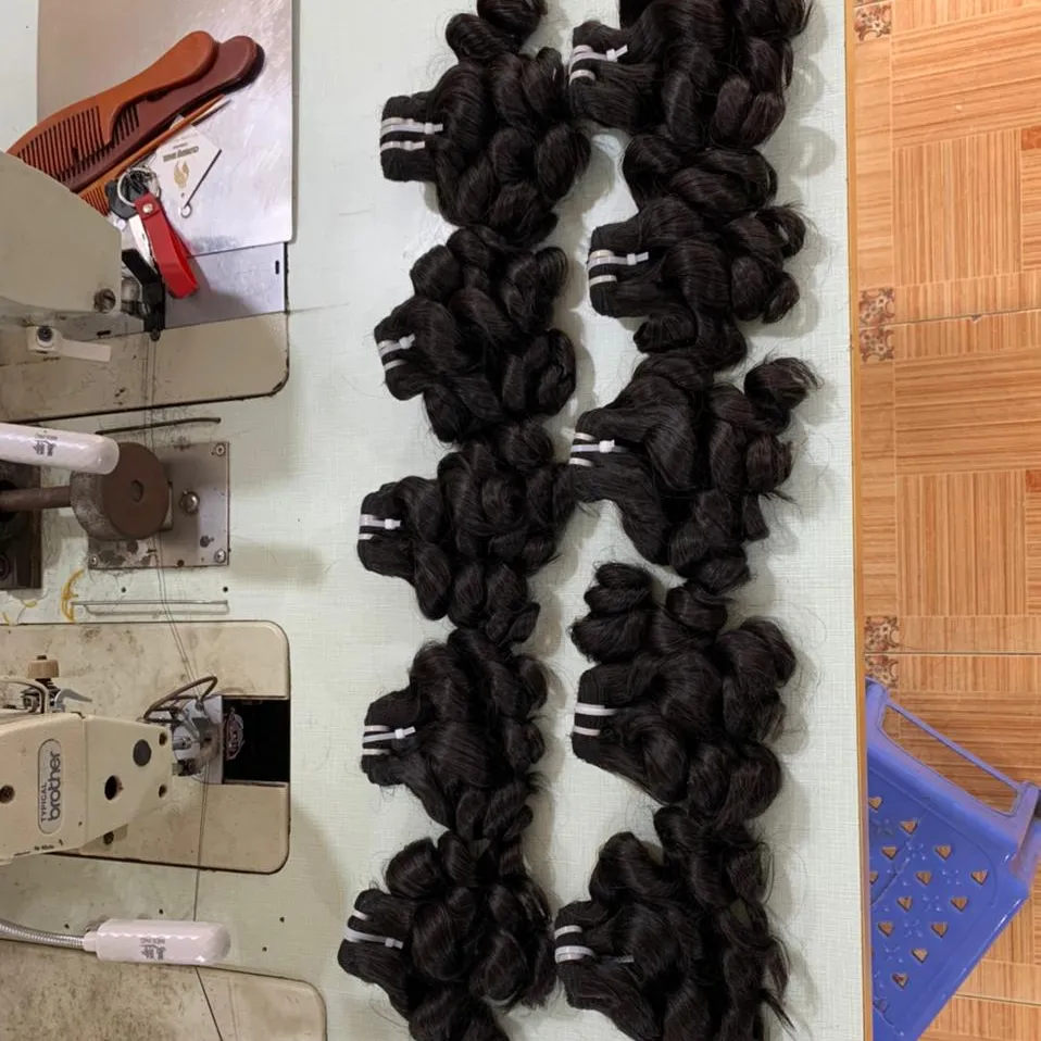 [İŞLENMEMİŞ SAÇ] kabarık perma kısa saç Weftmachine | Demetleri gevşek dalga saç ekleme | Vietnam insan saçı