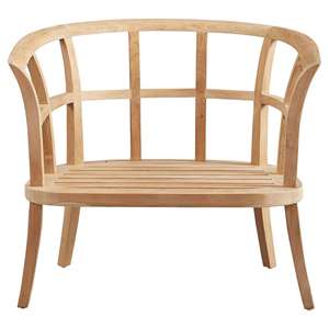 Silla redonda de madera de teca con acabado natural y cojín, hecha en Indonesia. - Product Image 3