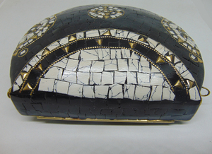 Noir Pierre De Mosaïque En Métal Embrayage Sac À Main - Product Image 5
