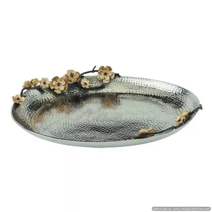 Plateau de service rond en bois écologique fait à la main avec poignée en laiton pour servir le thé et le café, offre spéciale Amazon 2022 - Product Image 4