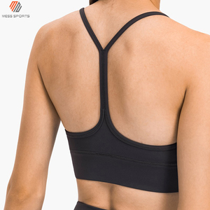 Sexy Hollow <b>Back</b> Wide Hem High <b>Support</b> Crisscross Straps U-Neck Spandex/Polyester Gym Fitness Yoga Sports Bra Solid Color Custom - Product Image 5