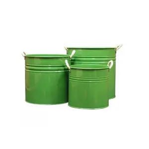 Jardinière de jardin ronde de couleur verte, jardinière décorative extérieure polie et brillante pour la maison et le jardin - Product Image 1