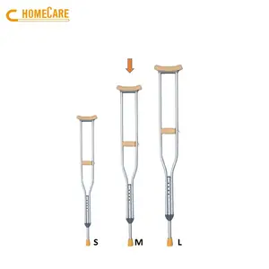 Hand grab support walking stick push-button crutches (M)