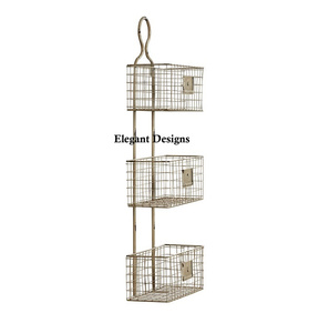 Cesta de pared de hierro Vintage rústico indio hecha a mano con estilo clásico cesta de diseñador de tamaño alto mejor cesta colgante de pared hecha a mano - Product Image 5