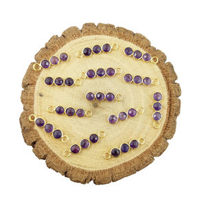 Colgante de piedra natal de amatista chapado en oro Vermeil tres piedras bisel conjunto hecho a mano plata esterlina oro rosa encanto de moda - Product Image 2