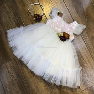ชุดเดรสแฟนซีเด็กผู้หญิง,ชุดเดรสปาร์ตี้แฟนซีสีขาวเหมาะสำหรับใส่ในงานเลี้ยงงานพรอมดอกไม้คอลเลกชันใหม่สำหรับเด็ก - Product Image 2
