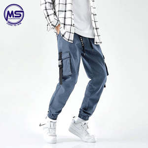 2021 Autumn New <b>Men's</b> Casual Jogger <b>Jeans</b> Mid Waist Canvas Cargo Pants with Multi-Pockets for Morning Jogs Street Wear - Product Image 2