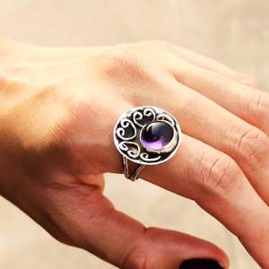 Wholesale Exquisite 925 Sterling <b>Silver</b> Gemstone Amethyst <b>Ring</b> New Collection Indian Style Handmade Jewelry Engagement <b>Set</b> - Product Image 4