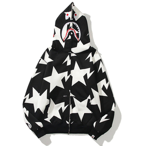 Haute qualité broderie Logo requin hommes décontracté Camouflage sweat Patchwork personnalisé mode polaire blanc pleine fermeture éclair à capuche - Product Image 2