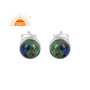 Best Selling 2026 Sterling Silver Natural Mojave Copper Azurite Malachite Gemstone <b>Stud</b> <b>Earring</b> For Women Jewelry Manufacturer - Product Image 1