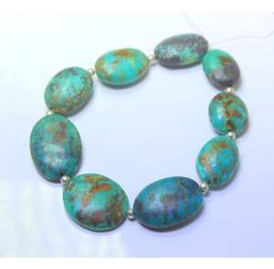 ลูกปัดหินรูปวงรี7.5นิ้วสีเทอร์ควอยซ์จากธรรมชาติ - Product Image 2