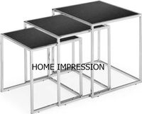 Table d'appoint de nidification en métal à la main de conception antique moderne avec dessus de miroir meilleure vente prix bon marché