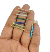 Connecteur de perles en saphir - 2 boucles en laiton plaqué or 14 carats pour la fabrication de bracelets