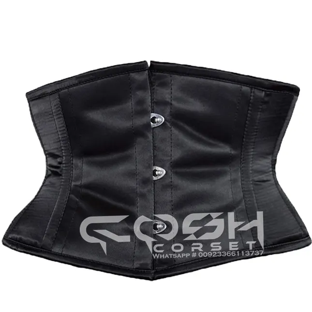 COSH CORSET Under bust Steel boned Schwarz Satin Waspie Korsett Taille Abnehmen Body Shaper Gürtel Fitness und Casual Wear Korsett Bustie