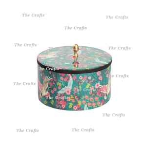 Printed Design Wooden Carved Roti <b>Box</b> For Kitchen Storage Exclusive Quality Round Shape Chapati <b>Container</b> - Product Image 4