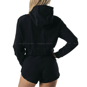 Sweat à capuche pour femme, haut court, personnalisé, de haute qualité, vente en gros, nouvelle collection 2020 - Product Image 3