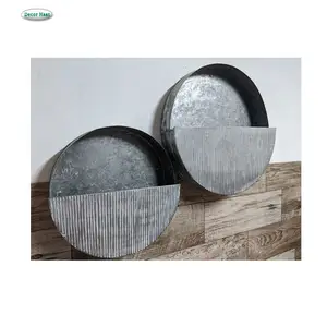 Fabricante de macetas de pared de metal galvanizado de diseño vintage, proveedor de macetas de metal para decoración de hogar y jardín personalizado