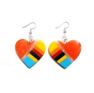 Nouvelles boucles d'oreilles pendantes en forme de cœur en résine incrustée, design original, bijoux de mode pour femmes, artisanat de qualité, chrétien - Product Image 3