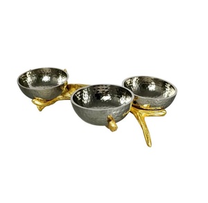 Top Grand Bol Antique Design Floral Fait à la Main Or Ensemble de 2 Bol de Service Martelé en Acier Inoxydable Fabricant en Gros - Product Image 5