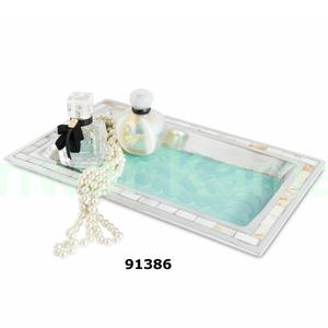 Buena venta al por mayor de calidad premium esmalte Azul y Perla accesorios de baño bandeja de acero - Product Image 1